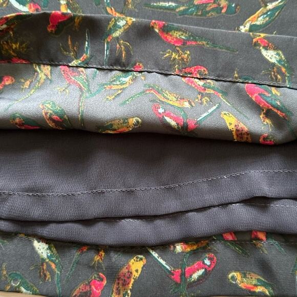 Kimchi Blue Dress Gray Bird Print Sleeveless Pockets Cut Out Back Mini Dress XS - Picture 8 of 10